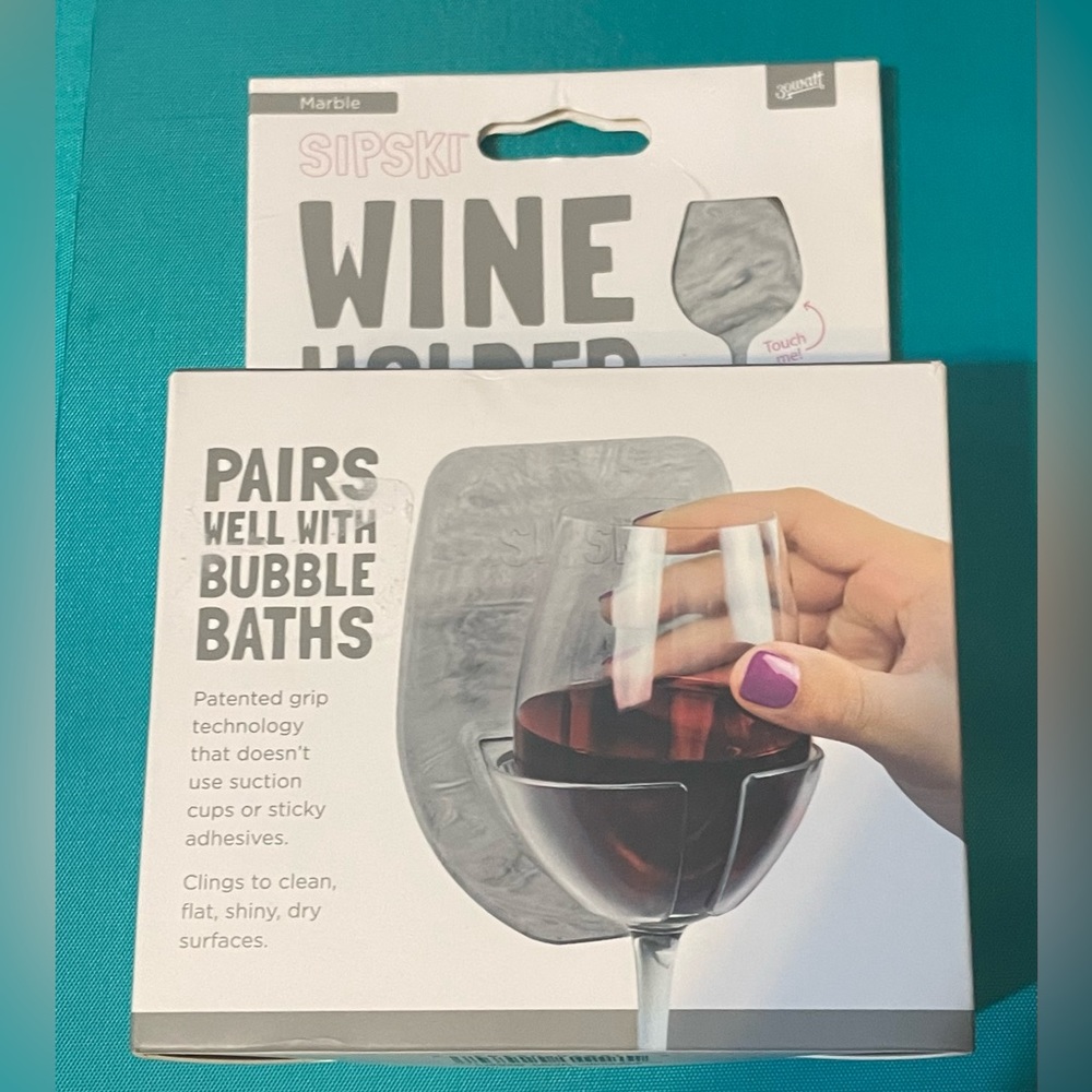 🔴 3 for $15 Sipski Bathroom and Shower Wine Glass Holder Marble Silicone NWT